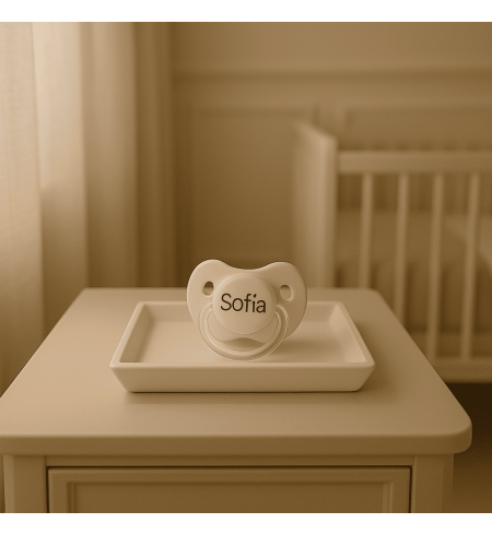 Pack Schnuller mit personalisiertem Schnullerhalter, Schnullertasche und Kindergartentasche