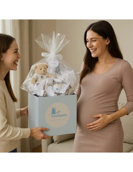 Perlé Babykorb | Elegantes & Luxuriöses Geschenk zur Geburt – Bebedeparis.com
