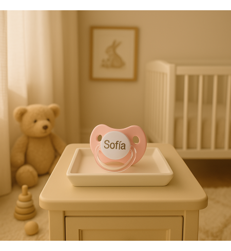 Windeltorte mit personalisiertem Schnuller & Teddybär | Geschenk zur Geburt