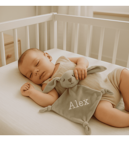 Nachtlicht + Teddybär + personalisiertes Doudou und bestickte Decke mit Babynamen