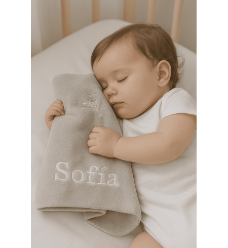 Nachtlicht + Teddybär + personalisiertes Doudou und bestickte Decke mit Babynamen