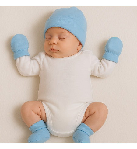 Set aus Mütze, Fäustlingen & Babyschuhen | Weiches Neugeborenen-Set – Bebedeparis.com