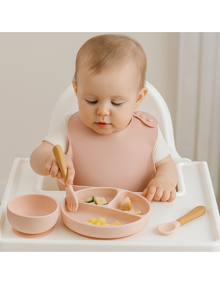 Ökologisches Geschirr-Set für Babys aus Silikon