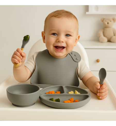 🎁Silikon-Geschirr + Personalisierte Winter-Fleecedecke | Nützliches und Kreatives Babygeschenk