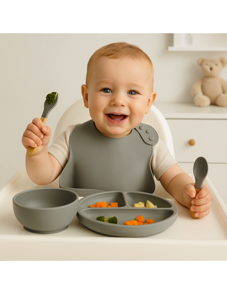🎁Silikon-Geschirr + Personalisierte Winter-Fleecedecke | Nützliches und Kreatives Babygeschenk