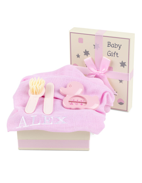 Geschenkbox mit Mulltuch, Thermometer & Bürste – Praktische Babypflege
