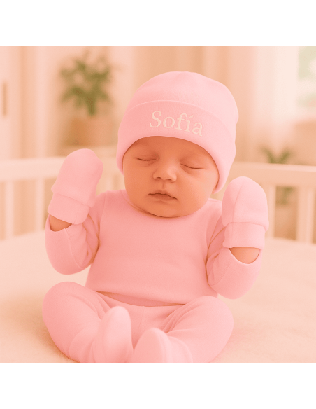 Mütze & Booties Babyset mit Bär | Weich & Süßes Geschenk – Bebedeparis.com