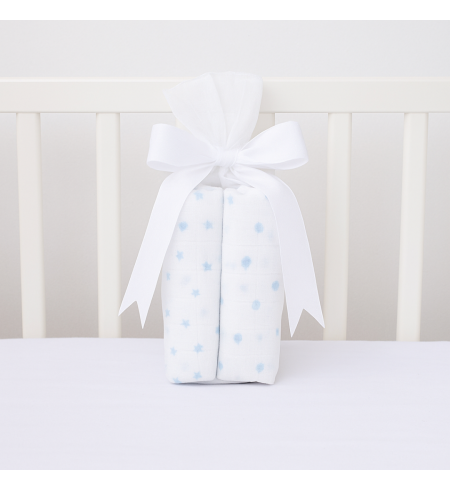 Set mit besticktem Bademantel, Mulltuch & Teddybär | Persönliches Geschenk zur Geburt