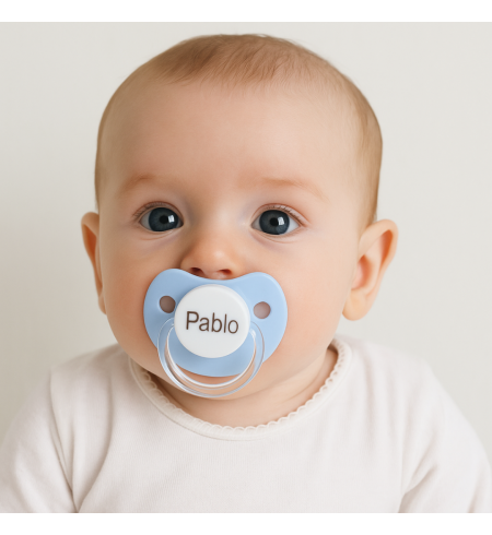 Pack Doudou und 2 personalisierte Schnuller mit dem Namen des Babys und Schnullerhalter