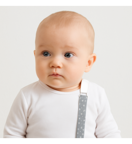 Pack Schnuller mit personalisiertem Schnullerhalter, Schnullertasche und Kindergartentasche