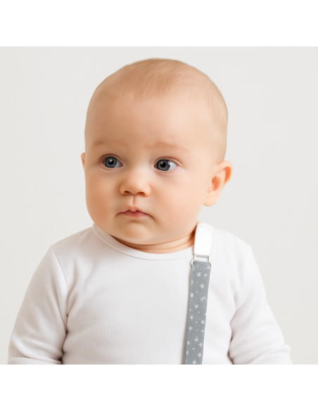 Pack Schnuller mit personalisiertem Schnullerhalter, Schnullertasche und Kindergartentasche