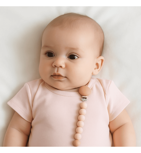 Personalisiertes Set mit Schnuller + Lätzchen + Schnullerhalter und Silikon-Beißring