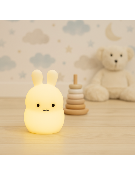 Nachtlicht + Teddybär + personalisiertes Doudou und bestickte Decke mit Babynamen