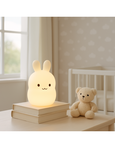 Nachtlicht + Teddybär + personalisiertes Doudou und bestickte Decke mit Babynamen