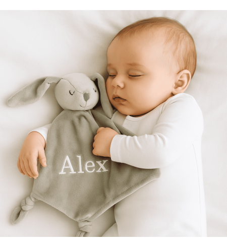 Nachtlicht + Teddybär + personalisiertes Doudou und bestickte Decke mit Babynamen
