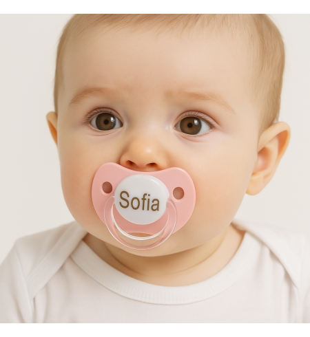 Set aus Mütze + Fäustlingen und personalisierten Babysöckchen + Schnuller mit Babynamen und Teddybär