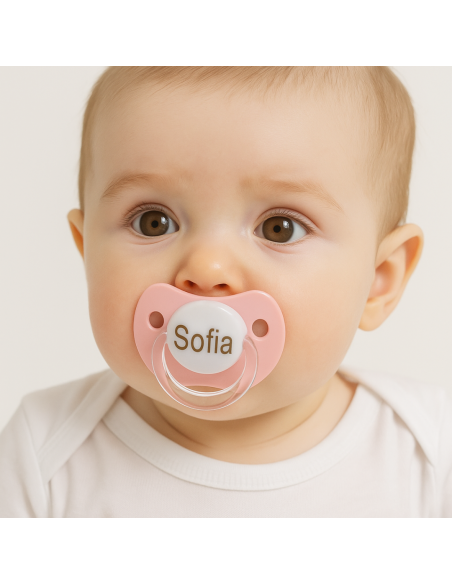 Set aus Mütze + Fäustlingen und personalisierten Babysöckchen + Schnuller mit Babynamen und Teddybär