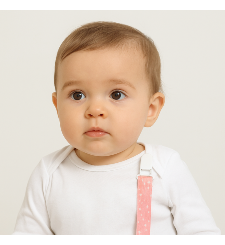 Set aus zwei personalisierten Schnullern + Schnullerhalter und besticktem Lätzchen