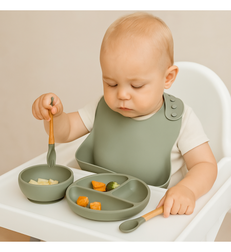 🎁Silikon-Geschirr + Personalisierte Winter-Fleecedecke | Nützliches und Kreatives Babygeschenk