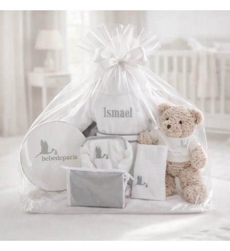 Baby-Geschenkkorb mit Besticktem Bademantel | Persönliches Geschenk – Bebedeparis.com