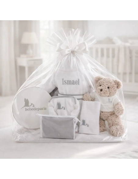 Baby-Geschenkkorb mit Besticktem Bademantel | Persönliches Geschenk – Bebedeparis.com