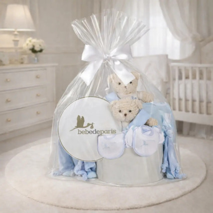 Klassischer Baby-Geschenkkorb für Zwillinge | Elegantes Geschenk zur Geburt – Bebedeparis.com