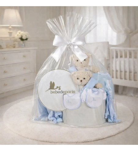 Klassischer Baby-Geschenkkorb für Zwillinge | Elegantes Geschenk zur Geburt – Bebedeparis.com