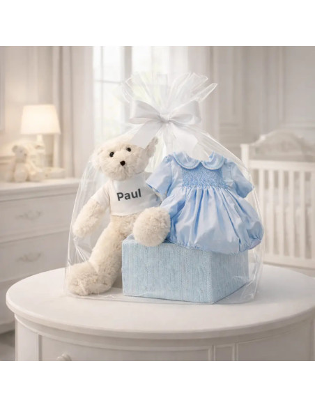 Babygeschenk Strampler aus Rippstrick-Bienenwabennest