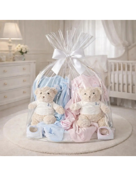 Klassischer Zwillings Babykorb | Komplette Geschenkset für Neugeborene – Bebedeparis.com