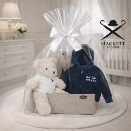 Hackett Babykorb mit Sweatshirt | Modernes & Stilvolles Geschenk – Bebedeparis.com