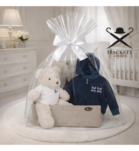 Hackett Babykorb mit Sweatshirt | Modernes & Stilvolles Geschenk – Bebedeparis.com