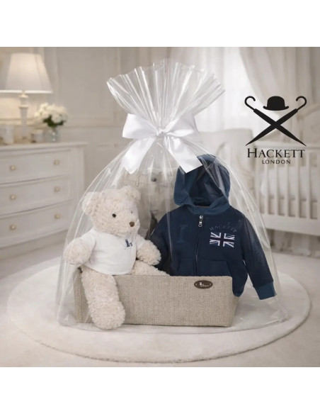 Hackett Babykorb mit Sweatshirt | Modernes & Stilvolles Geschenk – Bebedeparis.com