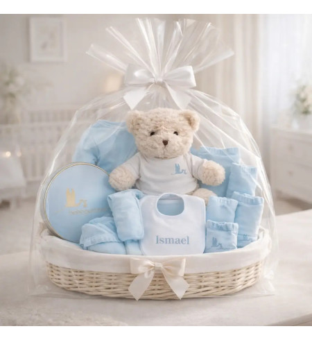 Baby-Geschenkkorb mit Besticktem Lätzchen | Persönliches Geschenk – Bebedeparis.com