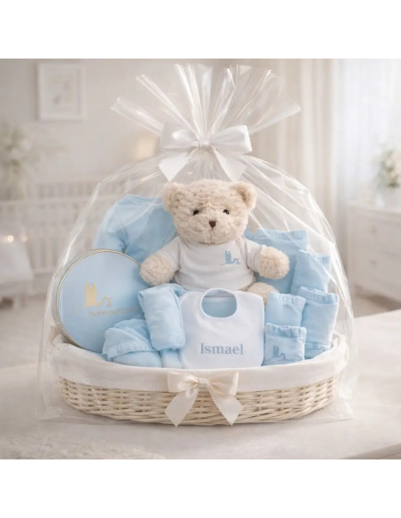 Baby-Geschenkkorb mit Besticktem Lätzchen | Persönliches Geschenk – Bebedeparis.com