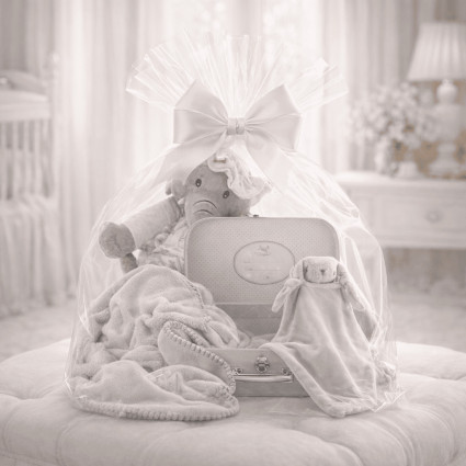 Personalisierter Babykoffer mit Decke & Schmusetuch | Stilvolles Geburtsgeschenk