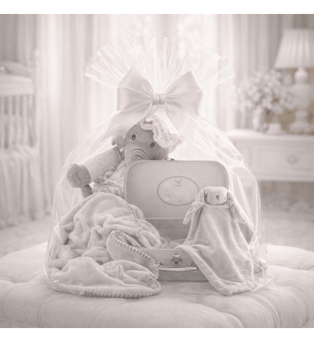 Personalisierter Babykoffer mit Decke & Schmusetuch | Stilvolles Geburtsgeschenk