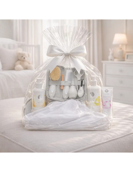 Geschenkkorb Kosmetik und personalisierte Musselin