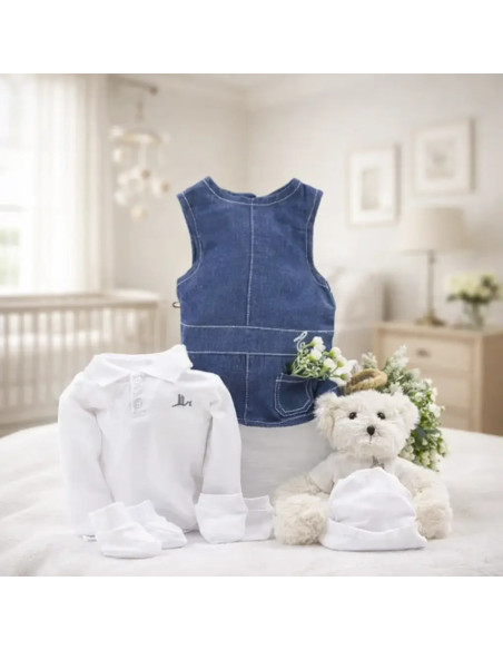 Geschenkset Baby Mädchen mit Kleidung & Teddybär | Zauberhaftes Geburtsgeschenk