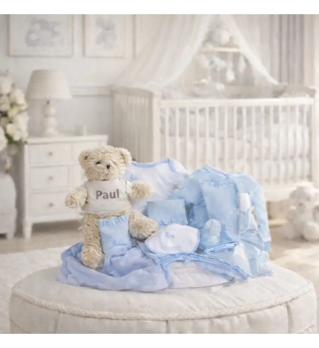 Baby Geschenkkorb Klassisch | Elegantes Geschenk zur Geburt – Bebedeparis.com