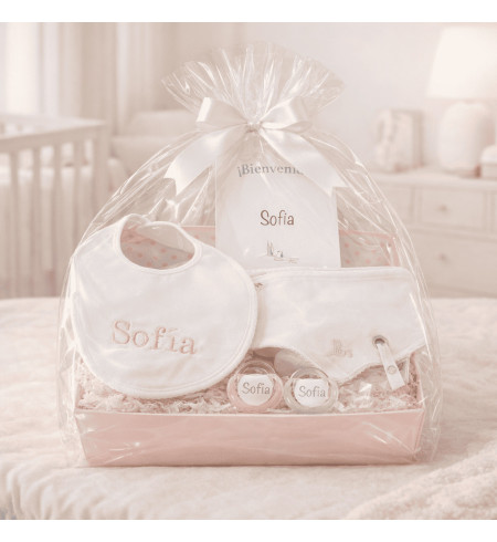 Geschenkset mit personalisierten Lätzchen & Schnullern | Individuelles Babygeschenk