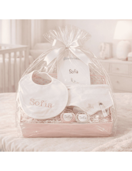 Geschenkset mit personalisierten Lätzchen & Schnullern | Individuelles Babygeschenk