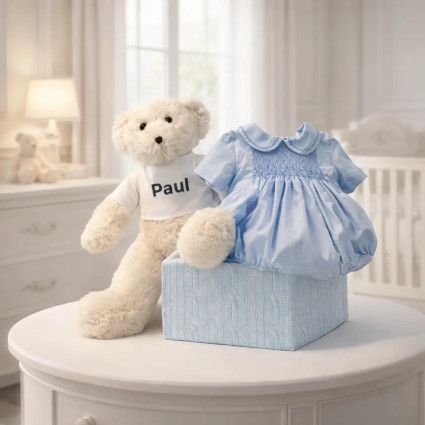 Babygeschenk Strampler aus Rippstrick-Bienenwabennest 2