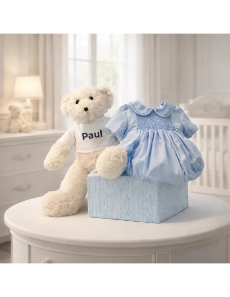 Babygeschenk Strampler aus Rippstrick-Bienenwabennest