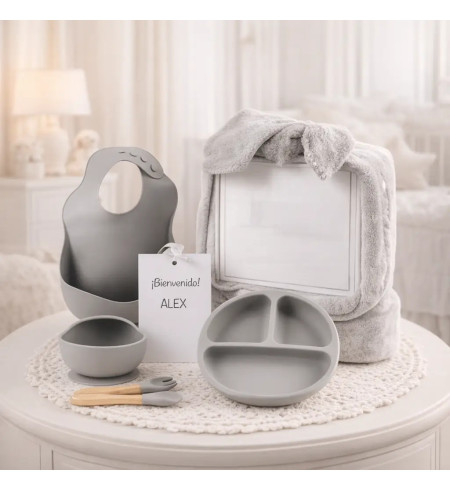 🎁Silikon-Geschirr + Personalisierte Winter-Fleecedecke | Nützliches und Kreatives Babygeschenk