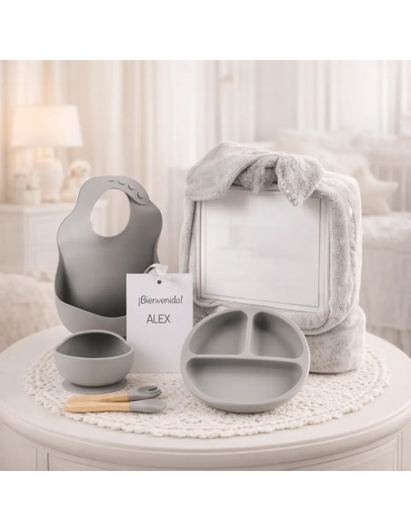 🎁Silikon-Geschirr + Personalisierte Winter-Fleecedecke | Nützliches und Kreatives Babygeschenk