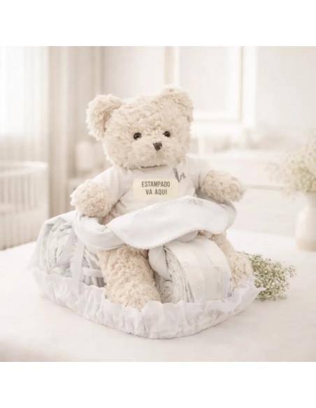 Windeltorte Motorrad mit Biker-Bär | Originelles Babygeschenk – Bebedeparis.com