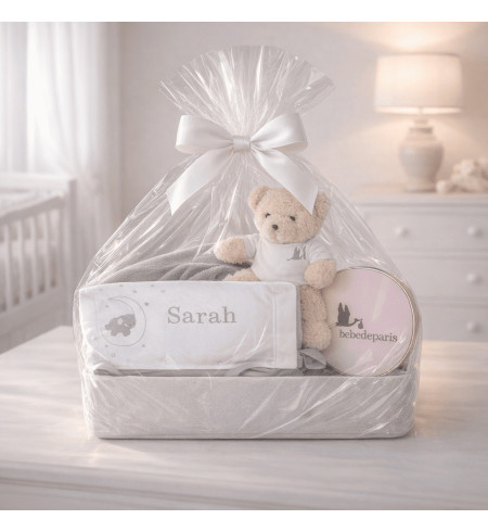 Personalisierte Baby Geschenkset mit Kissen | Einzigartiges Neugeborenen Geschenk – Bebedeparis.com