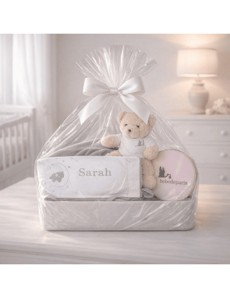 Personalisierte Baby Geschenkset mit Kissen | Einzigartiges Neugeborenen Geschenk – Bebedeparis.com