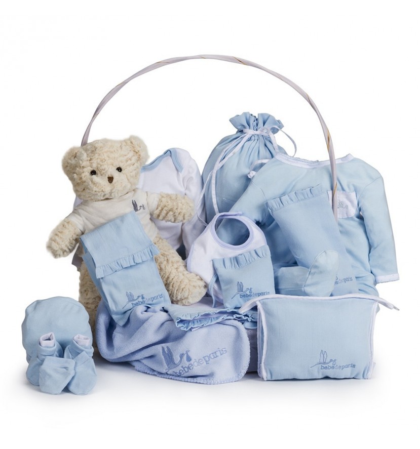 Classic Complete Baby Gift Basket Blau	