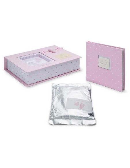Set Huellas Bebe Corazon Rosa